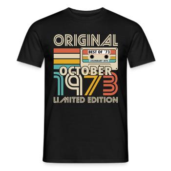 50th Birthday Year October 1973 Original 1973 - Men's T-Shirt - black - Front - AI Model Male 178 light (178cm)
