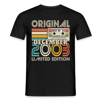 20th Birthday Vintage December 2003 Original - Men's T-Shirt - black - Front - AI Model Male 178 light (178cm)