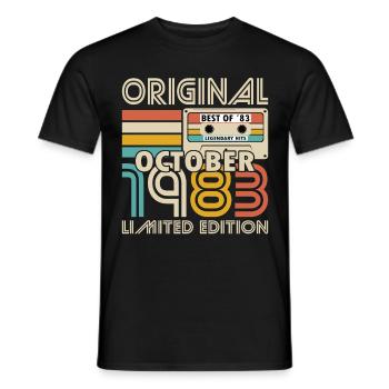 40th Birthday Year October 1983 Original 1983 - Men's T-Shirt - black - Front - AI Model Male 178 light (178cm)