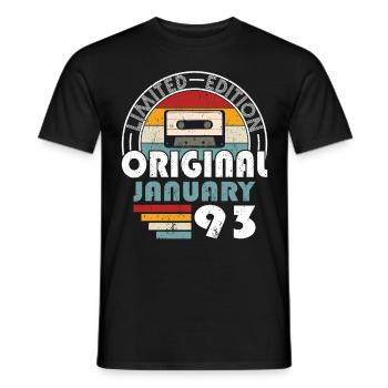 30th Birthday Year January 1993 Original 1993 - Men's T-Shirt - black - Front - AI Model Male 178 light (178cm)