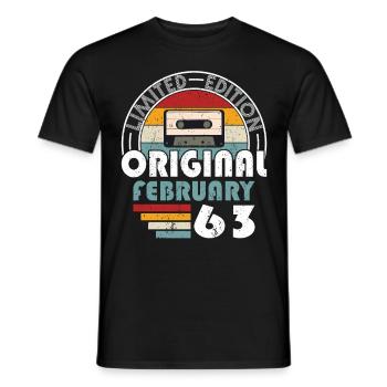 60th Birthday Vintage February 1963 Original 1963 - Men's T-Shirt - black - Front - AI Model Male 178 light (178cm)