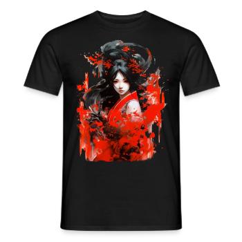 Chinesische Anime-Malerei - Männer T-Shirt - Schwarz - Vorne - AI Model Male 178 light (178cm)