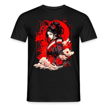 Chinesisches Anime-Gemälde 2 - Männer T-Shirt - Schwarz - Vorne - AI Model Male 178 light (178cm)