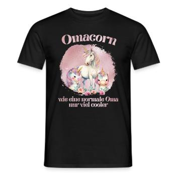 Einhorn Fan Omacorn Grandma Muttertag Granny - Männer T-Shirt - Schwarz - Vorne - AI Model Male 178 light (178cm)