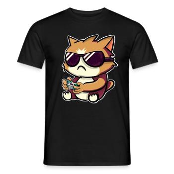 Chat joueur de jeu - T-shirt homme - noir - Devant - AI Model Male 178 light (178cm)