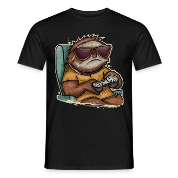 Gaming Gamer Faultier - Männer T-Shirt - Schwarz - Vorne - AI Model Male 178 light (178cm)
