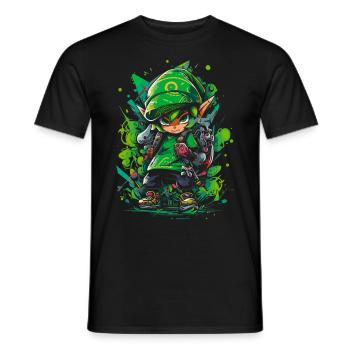 Cool gamer look: The legend of the forest boy - Men's T-Shirt - black - Front - AI Model Male 178 light (178cm)