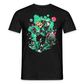 Cool Design: Green Forest Boy The Gaming Legend - Men's T-Shirt - black - Front - AI Model Male 178 light (178cm)
