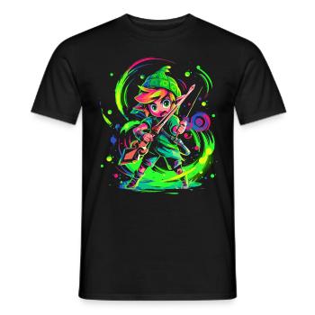 Cool design, legendary forest boy while gaming - Men's T-Shirt - black - Front - AI Model Male 178 light (178cm)