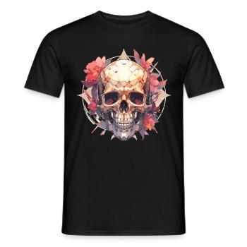 Skulls Skull Totenkopf Totenschädel Blumen - Männer T-Shirt - Schwarz - Vorne - AI Model Male 178 light (178cm)