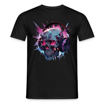 Skull Skull Headphones Skull Modern - Men's T-Shirt - black - Front - AI Model Male 178 light (178cm)