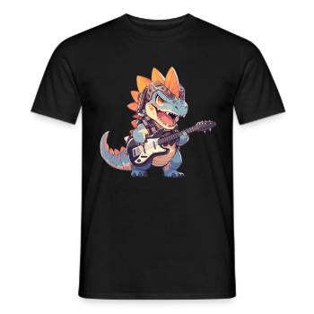 Dino Baby Dinosaurier Rock And Roll Dino Gitarre - Männer T-Shirt - Schwarz - Vorne - AI Model Male 178 light (178cm)