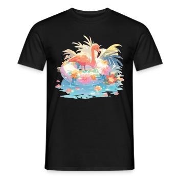 Rose Flamingo Flamingos Flamingo Schimmreif - Männer T-Shirt - Schwarz - Vorne - AI Model Male 178 light (178cm)
