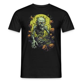 Halloween nightmare zombie storms with undead horde - Men's T-Shirt - black - Front - AI Model Male 178 light (178cm)