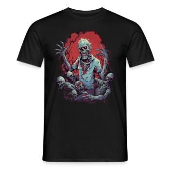 Halloween shocker zombie with his undead horde - Men's T-Shirt - black - Front - AI Model Male 178 light (178cm)