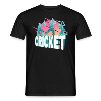 Cricket Cricketer Batsman Sport Vintage - Men's T-Shirt - black - Front - AI Model Male 178 light (178cm)