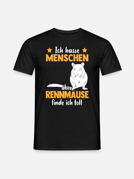 Rennmaus finde ich toll Nagetier Gerbil - Männer T-Shirt - Schwarz