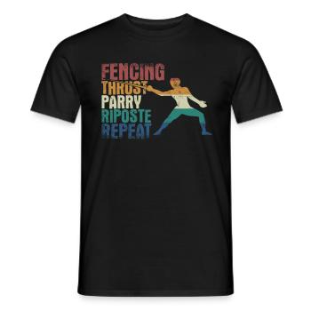 Fencing Thrust Parry Riposte Repeat - Men's T-Shirt - black - Front - AI Model Male 178 light (178cm)