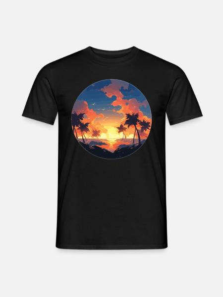 Palm trees sunset - Men's T-Shirt - black