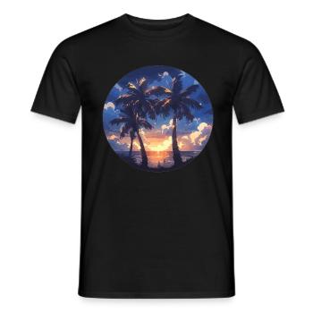 Palm tree palm tree palm tree sunset palm beach - Men's T-Shirt - black - Front - AI Model Male 178 light (178cm)