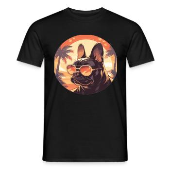 French Bulldog Bulldog Sunglasses - Men's T-Shirt - black - Front - AI Model Male 178 light (178cm)