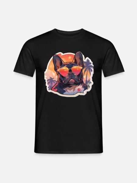 Französiche Bulldogge Palmen Strand Urlaub - Männer T-Shirt - Schwarz