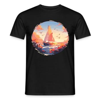 Voilier Voilier Coucher de soleil Voile - T-shirt homme - noir - Devant - AI Model Male 178 light (178cm)