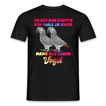 Graupapageien Ja, bei mir piept´s Vogelliebhaber - Männer T-Shirt - Schwarz - Vorne - AI Model Male 178 light (178cm)