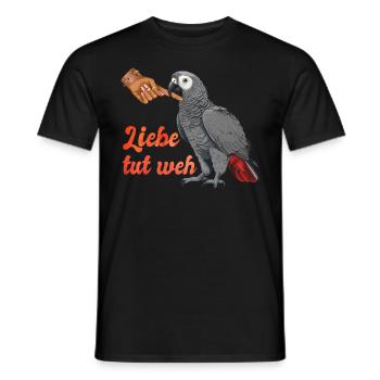 Liebe tut Weh Grau Papagei Halter African Grey - Männer T-Shirt - Schwarz - Vorne - AI Model Male 178 light (178cm)