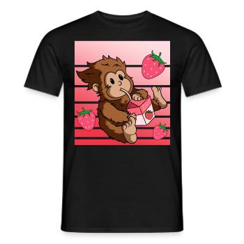 Bigfoot Kawaii Erdbeer Milchshake - Männer T-Shirt - Schwarz - Vorne - AI Model Male 178 light (178cm)