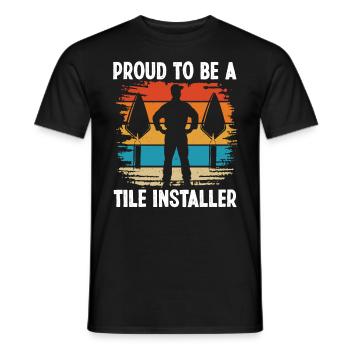 Revêtement de sol Proud Be Carrelage Installer - T-shirt homme - noir - Devant - AI Model Male 178 light (178cm)