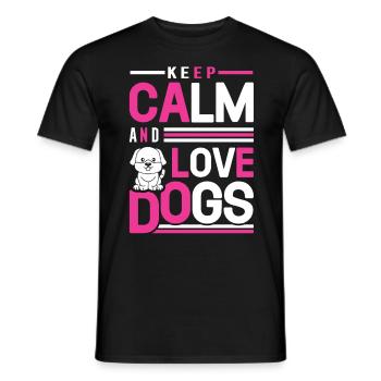 Restez calme et aimez les chiens - T-shirt homme - noir - Devant - AI Model Male 178 light (178cm)