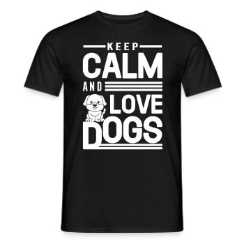 Restez calme et aimez les chiens - T-shirt homme - noir - Devant - AI Model Male 178 light (178cm)
