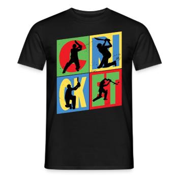 Cricket Cricketer Batsman Sport Vintage - Men's T-Shirt - black - Front - AI Model Male 178 light (178cm)