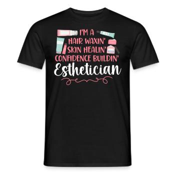 Soins de la peau d’esthéticienne agréée mignonne - T-shirt homme - noir - Devant - AI Model Male 178 light (178cm)
