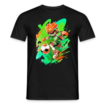 Footballeur de dessin animé unique dans le style de jeu - T-shirt homme - noir - Devant - AI Model Male 178 light (178cm)
