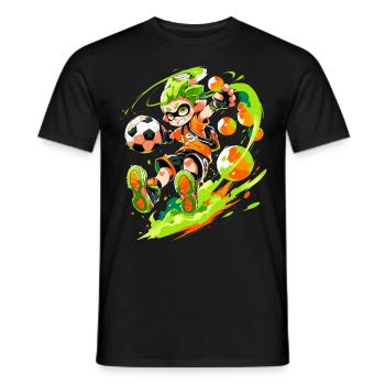 Footballeur de dessin animé cool dans le style de jeu de street art - T-shirt homme - noir - Devant - AI Model Male 178 light (178cm)