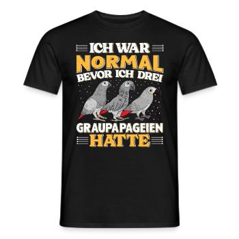 Grau Papagei Bevor ich 3 Graupapageien hatte - Männer T-Shirt - Schwarz - Vorne - AI Model Male 178 light (178cm)