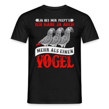 Grau Papagei Bei mir piept´s African Grey - Männer T-Shirt - Schwarz - Vorne - AI Model Male 178 light (178cm)