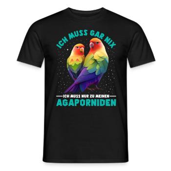 Liebesvögel Muss gar nix Nur zu meinen Agaporniden - Männer T-Shirt - Schwarz - Vorne - AI Model Male 178 light (178cm)