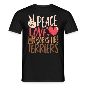 Peace Love Yorkshire Terrier Yorkshire Terrier - Männer T-Shirt - Schwarz - Vorne - AI Model Male 178 light (178cm)