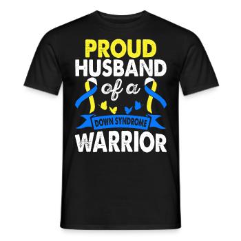 Ehemann Des Down-syndrom-kriegers. Blaues Band - Männer T-Shirt - Schwarz - Vorne - AI Model Male 178 light (178cm)