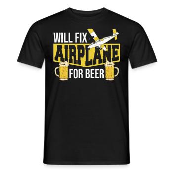 Will Fix Airplane For Beer Aircraft Mechanic - Men's T-Shirt - black - Front - AI Model Male 178 light (178cm)