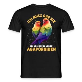 Liebesvögel Muss gar nix Nur zu meinen Agaporniden - Männer T-Shirt - Schwarz - Vorne - AI Model Male 178 light (178cm)