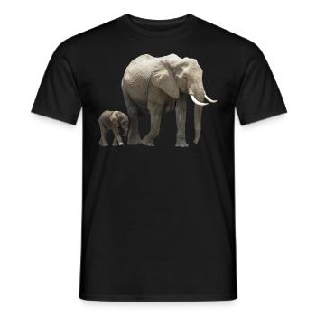Elfanten-Mama mit Baby - Elefant - Wildtier - Männer T-Shirt - Schwarz - Vorne - AI Model Male 178 light (178cm)
