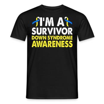 Survivor Down Syndrome Awareness Month Gelb-blaues - Men's T-Shirt - black - Front - AI Model Male 178 light (178cm)