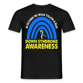 In October we wear the yellow and blue - Men's T-Shirt - black - Front - AI Model Male 178 light (178cm)