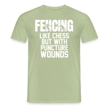 Funny Fencing Duel - Männer T-Shirt - Sage - Vorne - AI Model Male 178 light (178cm)