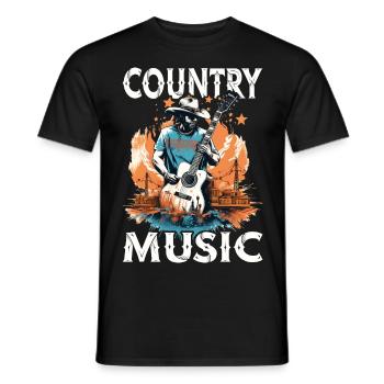 Musique Country Guitare Guitariste Chanteur Vintage - T-shirt homme - noir - Devant - AI Model Male 178 light (178cm)