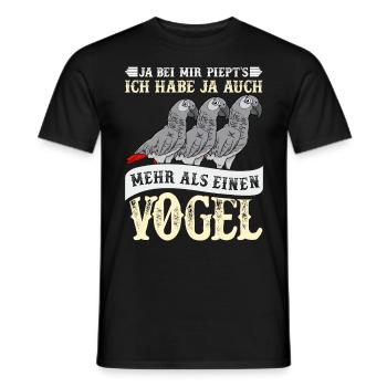 Grau Papagei Bei mir piept´s African Grey - Männer T-Shirt - Schwarz - Vorne - AI Model Male 178 light (178cm)